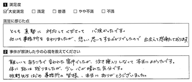 担当弁護士先生に粘り強く交渉していただきました。