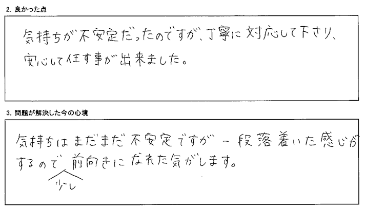 丁寧に対応して下さり、安心して任す事が出来ました