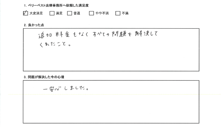 追加料金もなくすべての問題を解決してくれました