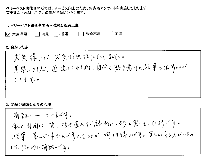 自分の思う通りの結果を出すことができました