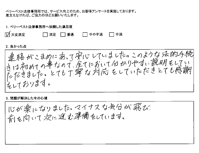 マイナスな気分が飛び、前を向いて次に進む準備